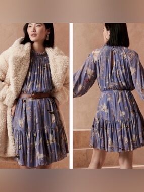 Banana Republic lavender bird print dress